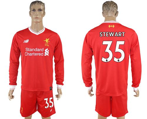Liverpool #35 Stewart Home Long Sleeves Soccer Club Jersey